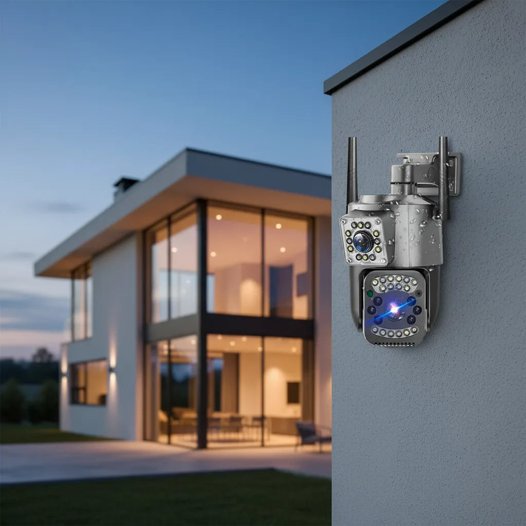 Cámara de Seguridad WiFi Doble Lente con Alarma